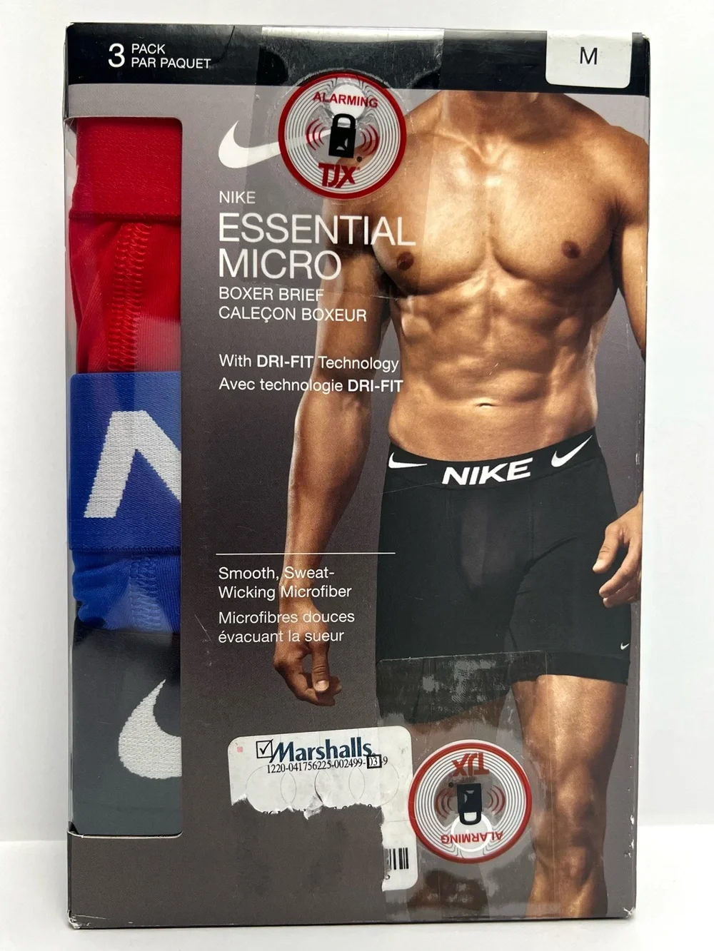 Nike 3 Pack Essential Micro Boxer Briefs Men Sz M Waist 32-34” Dri-Fit Polyester